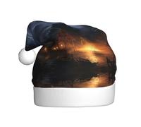 YXLymxDAMAI Chapeau de Noël « A Night of Lightning and Thunder » pour adultes - Chapeau de Père Noël classique unisexe pour fête du Nouvel An, rouge
