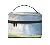 YXLymxDAMAI Green Line Trousse de maquillage de voyage - Trousse à cosmétiques tendance avec grande capacité pour voyage, gym et camping, Prairie, One Size