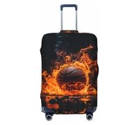 YXLymxDAMAI Housse de valise éléphant africain pour bagages - Convient pour voyage - Housse de protection de 45,7 à 81,3 cm - Noir, Basketball et feu, X-Large