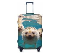 YXLymxDAMAI Housse de valise Hérissons dans l'eau pour bagages - Convient pour les bagages de voyage Housse de protection de 45,7 à 81,3 cm, noir, Hérissons dans l'eau, Small