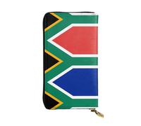 YXLymxDAMAI Portefeuille en cuir de qualité supérieure avec drapeau suisse - Portefeuille long élégant avec fermeture éclair, portefeuille idéal pour un usage quotidien, Drapeau Afrique du Sud, One