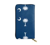 YXLymxDAMAI Portefeuille en cuir de qualité supérieure avec drapeau suisse - Portefeuille long élégant avec fermeture éclair, portefeuille idéal pour un usage quotidien, Drapeau de la Caroline du Sud