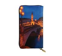 YXLymxDAMAI Portefeuille en cuir de qualité supérieure avec fermeture éclair, idéal pour un usage quotidien, Bridge Under The Twilight, One Size