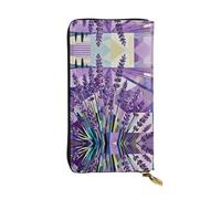 YXLymxDAMAI Portefeuille en cuir de qualité supérieure avec fermeture éclair Rouge et blanc, Fleurs violettes de style européen, One Size