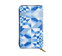 YXLymxDAMAI Portefeuille en cuir de qualité supérieure bleu ciel étoilé - Portefeuille long élégant avec fermeture éclair, portefeuille idéal pour un usage quotidien, Grille bleue et blanche, One Size