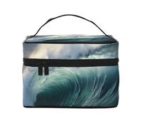 YXLymxDAMAI Sac de maquillage de voyage géométrique vecteur - Pochette cosmétique à la mode avec grande capacité pour voyage, gym et camping, Grandes vagues dans la mer, One Size