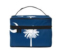 YXLymxDAMAI Trousse de maquillage de voyage à encre bleue et jaune - Trousse de maquillage tendance avec grande capacité pour voyage, gym et camping, Drapeau de la Caroline du Sud, taille unique