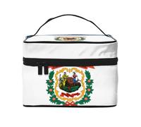 YXLymxDAMAI Trousse de maquillage de voyage bleu ciel étoilé - Trousse de maquillage tendance avec grande capacité pour voyage, gym et camping, Drapeau de la Virginie occidentale, One Size