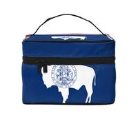 YXLymxDAMAI Trousse de maquillage de voyage bleu ciel étoilé - Trousse de maquillage tendance avec grande capacité pour voyage, gym et camping, Drapeau de l'État du Wyoming, One Size