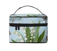 YXLymxDAMAI Trousse de maquillage de voyage rouge et blanche - Trousse de maquillage tendance avec grande capacité pour voyage, gym et camping, Muguet et perle, One Size