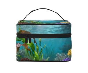 YXLymxDAMAI Trousse de maquillage de voyage rouge et blanche - Trousse de maquillage tendance avec grande capacité pour voyage, gym et camping, Forêts de pins et ruisseaux, One Size
