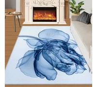 YXQAIED Dahlia Tapis lavable pour entrée, chambre d'enfant et chambre d'enfant Motif dahlia Bleu 90 x 150 cm