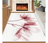 YXQAIED Dahlia Tapis lavable pour entrée, chambre d'enfant et chambre d'enfant Motif dahlia rouge 80 x 150 cm