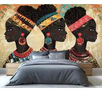 YXQAIED Papier peint africain, peinture murale et décoration d'intérieur, femme noire, décoration murale pour chambre à coucher, salon (ne se décolle pas et ne colle pas)