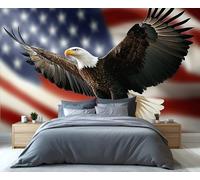 YXQAIED Papier peint aigle à tête blanche pour chambre à coucher, drapeau américain, salon, décoration d'appartement et de chambre (ne se décolle pas et ne colle pas)