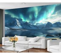 YXQAIED Papier peint aurore du Nord - Papier peint mural de montagne pour chambre à coucher et décoration d'intérieur, paysage naturel pour salon, non autocollant, 20 x 140 cm
