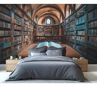 YXQAIED Papier peint bibliothèque pour salon - Papier peint mural vintage pour chambre à coucher, papier peint photo médiéval et décoration d'intérieur, non autocollant de fond