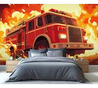 YXQAIED Papier peint camion de pompiers, papier peint héros du peuple pour salon, chambre à coucher, papier peint non autocollant, grande décoration murale 3D 400 x 280 cm