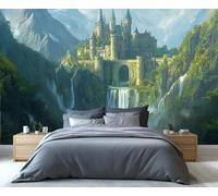 YXQAIED Papier peint - Château mural et décoration d'intérieur, papier peint pour chambre à coucher de château médiéval, papier peint paysage européen pour salon, non autocollant, grande peinture