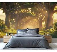 YXQAIED Papier peint City Street, paysage d'automne, papier peint pour chambre à coucher, papier peint forêt ensoleillée pour salon, décoration d'intérieur et grande peinture murale, 400 x 280 cm