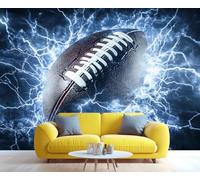 YXQAIED Papier peint de baseball, papiers peints de sports américains pour salon, non autocollant, rugby, chambre à coucher, grand poster mural 3D avec éclairs et décoration d'intérieur, 100 x 70 cm