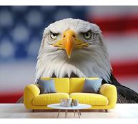 YXQAIED Papier peint drapeau américain, papier peint à motif d'aigle patriotique pour chambre à coucher, papier peint d'aigle à tête blanche pour salon, non autocollant, photo de drapeau photo 3D et