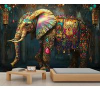 YXQAIED Papier peint éléphant bohème pour salon et décoration d'intérieur, papier peint animaux ethniques pour chambre à coucher, impression 3D (ne se décolle pas et ne colle pas)