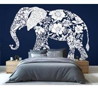 YXQAIED Papier peint éléphant bohème pour salon et décoration d'intérieur, papiers peints animaux et floraux pour chambre à coucher, impression 3D (ne se décolle pas et ne colle pas)