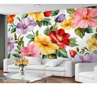 YXQAIED Papier peint floral 100 x 70 cm, papier peint photo 3D à motif floral européen, papier peint aquarelle pastorale pour chambre à coucher, salon, poster décoratif (ne se décolle pas et ne colle