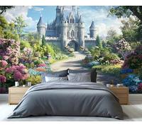 YXQAIED Papier peint floral 366 x 254 cm, papier peint photo de château médiéval pour salon, église ancienne, paysage de forêt, grande décoration murale pour chambre à coucher (ne se décolle pas et ne