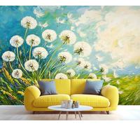 YXQAIED Papier peint floral, papier peint pissenlits pour chambre à coucher, peinture à l'huile, papier peint salon, grande décoration murale 3D et affiche de décoration de cuisine (ne pas décoller et