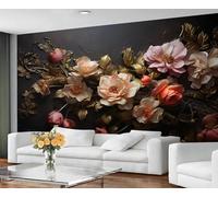YXQAIED Papier peint floral rétro pastorale pour murs, fleurs romaines en relief décoration murale pour chambre de filles et femmes