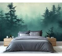 YXQAIED Papier peint forêt brumeuse, papier peint paysage pour chambre à coucher, papier peint mystérieux non autocollant pour salon, jungle 3D, grande décoration murale, 366 x 254 cm