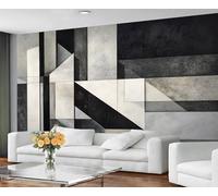 YXQAIED Papier peint géométrique noir et gris - 150 x 105 cm - Géométrie abstraite - Papier peint photo pour chambre à coucher, salon - Ne se décolle pas et ne colle pas