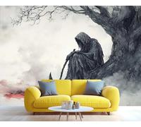 YXQAIED Papier peint gothique pour chambre à coucher, papier peint de mort pour salon, non autocollant, motif tête de mort étrange faucille photo 3D et décoration de chambre, 390 x 260 cm