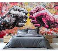 YXQAIED Papier peint graffiti 390 x 260 cm, poings gestes, papier peint photo graffiti de rue, poster de geste de la main pour décoration de salon (ne se décolle pas et ne colle pas)