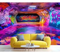 YXQAIED Papier peint graffiti, papier peint graffiti de rue pour salon, papier peint Neon Street pour chambre à coucher, papier peint photo 3D personnalisé City Street et décoration de chambre (ne se