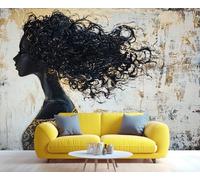 YXQAIED Papier peint graffiti, papier peint noir filles pour salon, non autocollant, papier peint tendance pour chambre de femmes, papier peint rétro neutre 3D grand format mural et décoration