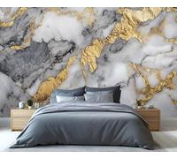 YXQAIED Papier peint gris nordique, papier peint marbré pour salon et décoration d'intérieur, papier peint abstrait texturé en feuille d'or pour chambre à coucher, décoration murale imprimée 3D (ne