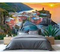 YXQAIED Papier peint italien, papier peint photo paysage de bord de mer européen, papier peint méditerranéen pour salon, peintures murales 3D pour appartements d'hôtel, 260 x 175 cm