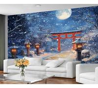 YXQAIED Papier peint japonais, papier peint porte de sanctuaire rouge pour chambre à coucher, paysage d'hiver, papier peint pour salon, décoration d'appartement et de chambre (ne se décolle pas et ne