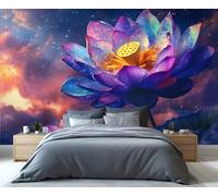 YXQAIED Papier peint Lotus 3D Fleur de galaxie, papier peint floral mystérieux pour salon, chambre à coucher, 350 x 256 cm