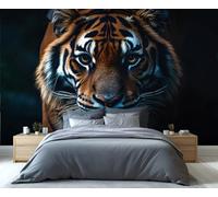 YXQAIED Papier peint motif animal, tigre pour chambre à coucher, papier peint photo du roi de la forêt, silhouette noire pour salon, 400 x 280 cm (ne pas décoller et coller)