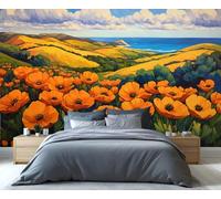 YXQAIED Papier peint motif coquelicot pour chambre à coucher et décoration d'intérieur, papier peint paysage naturel pour salon, impression 3D (ne pas décoller et coller)