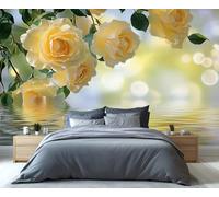 YXQAIED Papier peint motif coquelicot rose pour chambre à coucher, mur gris rétro pour salon, grand papier peint mural 3D et décoration de cuisine (ne se décolle pas et ne colle pas)