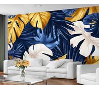 YXQAIED Papier peint motif feuilles tropicales, Monstera - Pour salon, chambre à coucher - Motif feuilles de plantes nordiques - Décoration 3D - 390 x 260 cm - Ne se décolle pas et ne colle pas