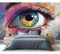 YXQAIED Papier peint motif yeux graffiti pour chambre à coucher, belle femme, salon, décoration d'appartement et de chambre (ne se décolle pas et ne colle pas)