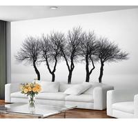 YXQAIED Papier peint mural Big Tree - Motif arbre noir - 350 x 256 cm - Noir et gris - Décoration d'intérieur - Ne se décolle pas et ne colle pas