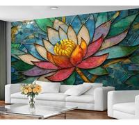 YXQAIED Papier peint mural lotus chinois pour salon, papier peint mural européen en relief floral pour chambre à coucher, sculpture rétro, adapté aux locataires, papier peint photo non tissé amovible