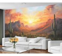 YXQAIED Papier peint mural motif cactus aztèque - Décoration murale - Motif montagne naturelle - Pour chambre à coucher et salon - Ne se décolle pas et ne colle pas